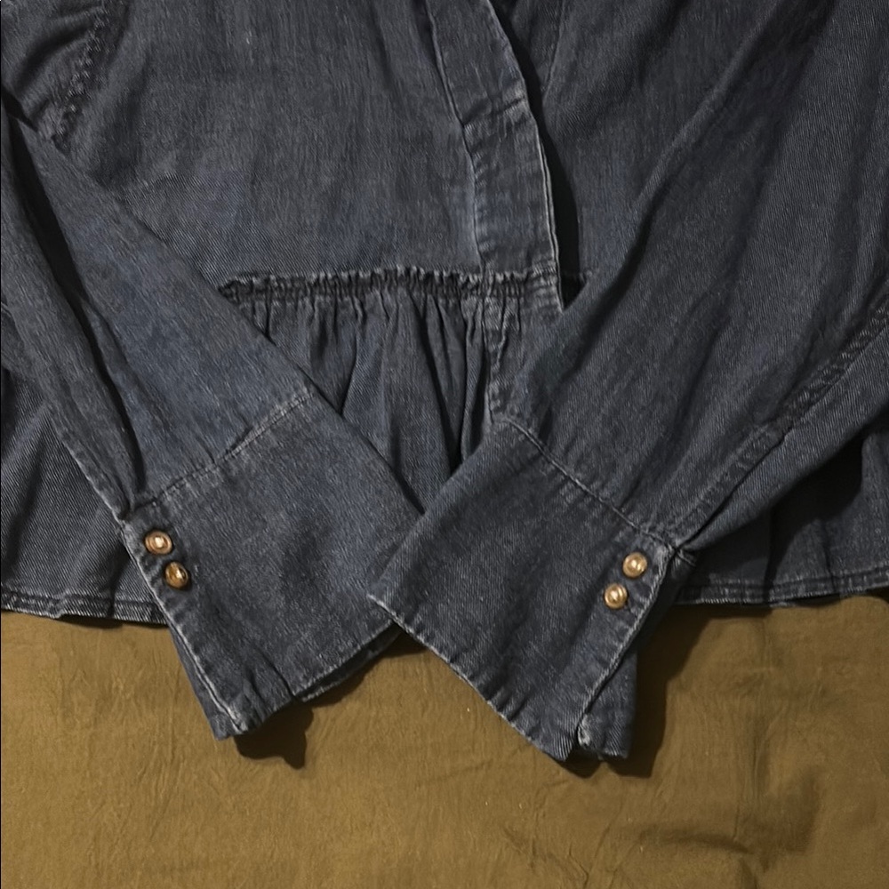 Pilcro Reworked Babydoll Blouse Chambray Jacket Lightweight Feminine - Picture 6 of 12